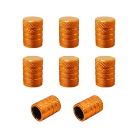 Ohleats 8 PCS Car Tire Valve Stem Caps, Anti Corrosion Anodized Aluminum Tire Air Caps for Most Vehicles, Leakproof Wheel Stem Cover with Rubber Seal, Universal Car Accessories (Orange)
