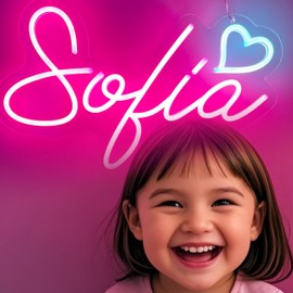 Sofia Neon Name Sign, Sofia Neon Light, Sofia Neon Sign, Sofia Name Sign, Name Neon Sign, Name Neon Light – LED Name Light for Bedroom, Dorm Wall Decor & Party (Sofia - Pink)