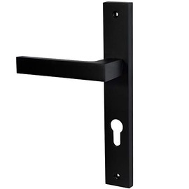 ALSTEN TECH Door Handle Set L 90 PZ Profile Cylinder for Interior Doors Room Doors Black Matt Long Plate Set Door Handle BB WC