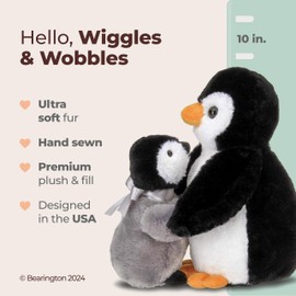 Bearington Collection Wiggles and Wobbles Plush Penguin with Baby Stuffed Animal, 10 Inch
