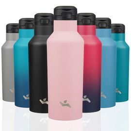 Insulated Water Bottle with Straw,17 OZ Double Wall Vacuum Stainless Steel Water Flask with 2 Lids,Pink