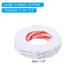 PATIKIL 2m/6.6ft Sealing Foam Tape, 3cm Wide 5mm Thick Single Sided Weather Stripping Door Seal Strip for Window Door Insulation, White