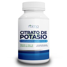 NAIMA Citrato de Potasio 200 Cápsulas | Suplemento Alimenticio | Puro, de Origen Natural | Rendimiento Físico, Dieta Balanceada y Bienestar General | 