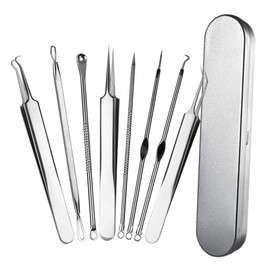 Atomus Blackhead Remover Tool Kit, 8 Pieces Professional Pimple Extractor Tool Comedone Acne Treatment Nose Face Skin Blemish Whitehead Popper Remover Tool Set with Metal Case