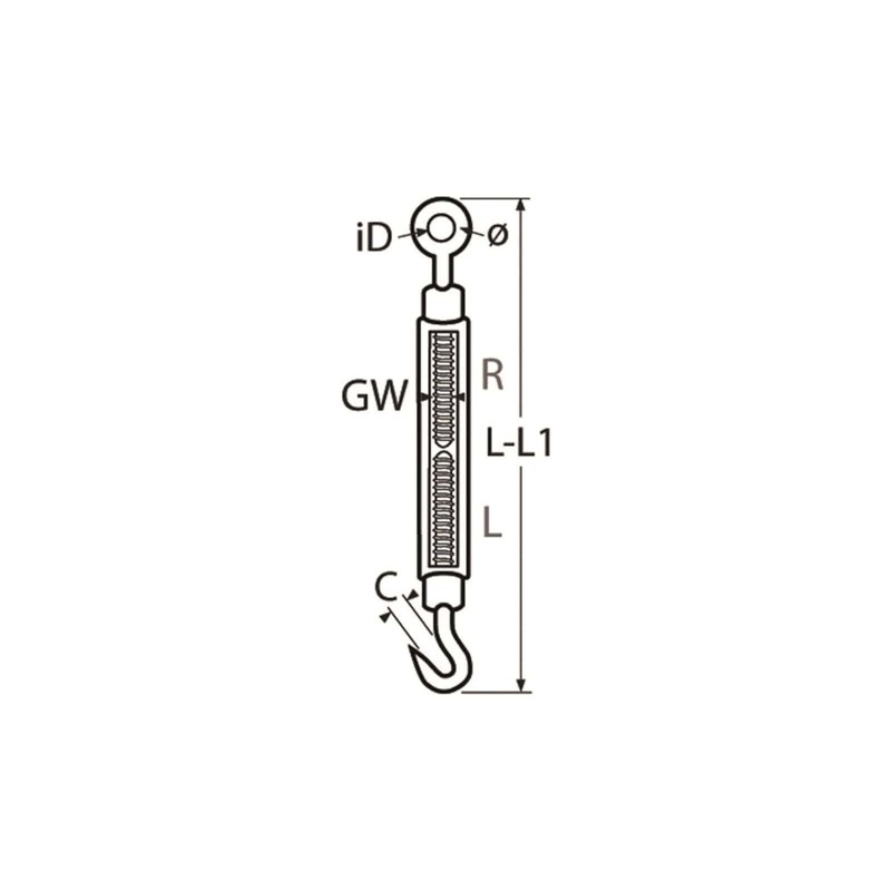 M5 Stainless Steel A4 Turnbuckle with Two Eyelets
