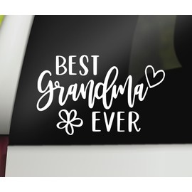 Best Grandma Ever Decal | Grandma Decal | Grandma Car Decal Bumper Sticker Window Laptop Tumbler Decal | 6.5" x 4" Size White | Made in USA | DECALBUNNY
