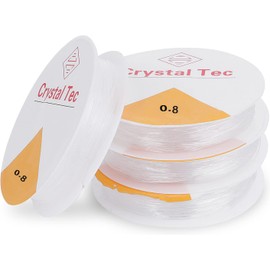 Elastic Stretch Thread, 4 Rolls Transparent Elastic Cord, Crystal Elastic String for Bracelet Beading and Jewelry Making, 0.8mm