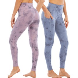 YOUNGCHARM 4 Pack Leggings with Pockets for Women,High Waist Tummy Control Workout Yoga Pants ZRBlackGreenPinkBlue-XXL