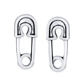 Inspirational Symbol Support For displaced people Punk Rock Biker Jewelry Safety Pin Stud Earrings For Women Teen Oxidized .925 Sterling Silver