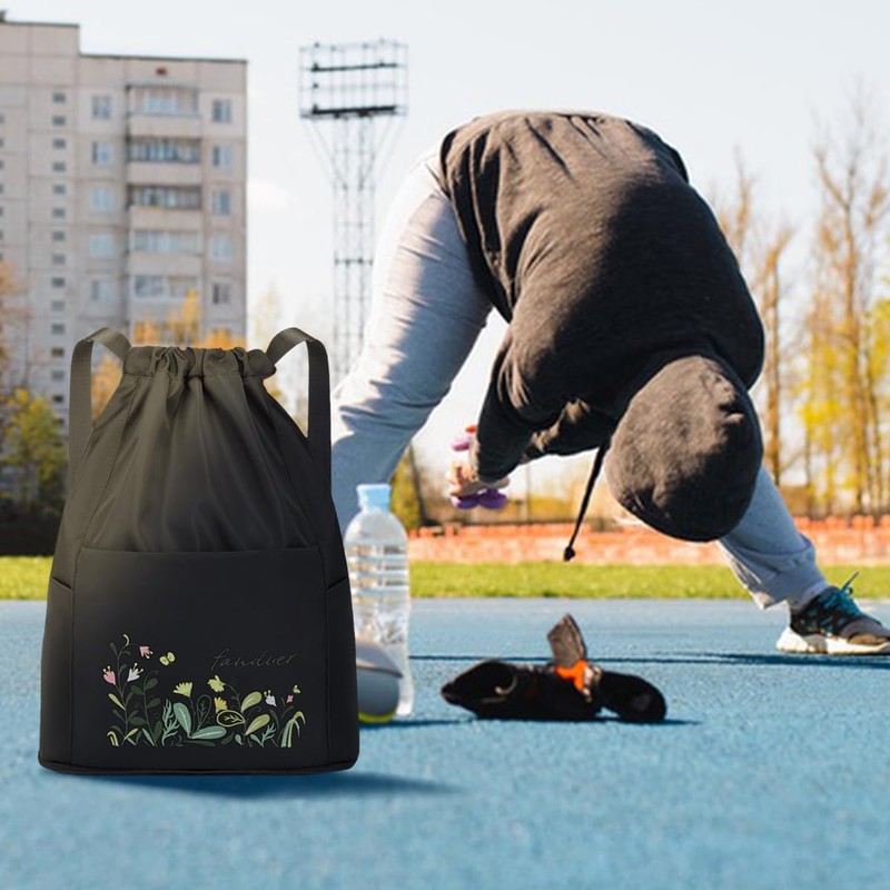 FAVORTALK Pe Bags Drawstring Dry-Wet Separation Drawstring Bags Unisex Foldable