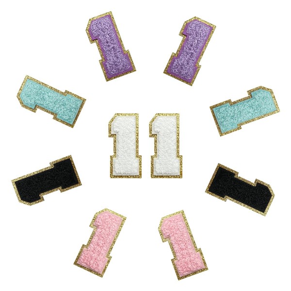 TXSN 10PCS Self Adhesive Chenille Number Patches, Colorful Iron on