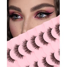 Wispy Fake Lashes Natural False Eyelashes Light C Curl Eye Lashes Sets Pack Natural Look Classic Lashes 13mm Thin Band Faux Mink Lashes 75-SHOOK