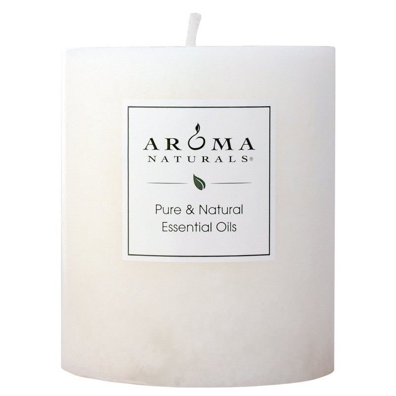 Aroma Naturals Patchouli and Frankincense Essential Oil White Scented Pillar
