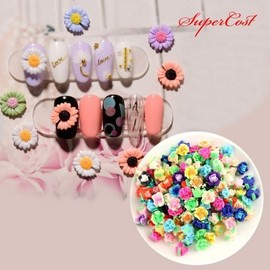 Nail art clay: Daisy flowers (5 pieces, 8 types), Rose flowers (3 pieces, 9 types) / 네일아트 점토 데이지꽃5입 8종 장미꽃3입 9종