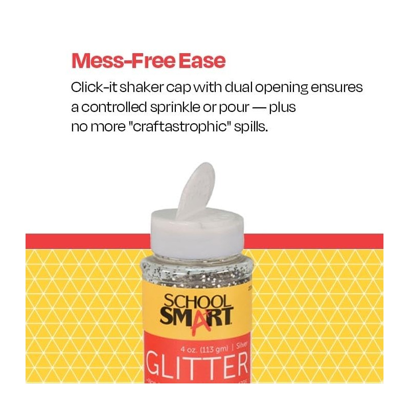 School Smart Craft Glitter, 4 Ounce Jar, Silver