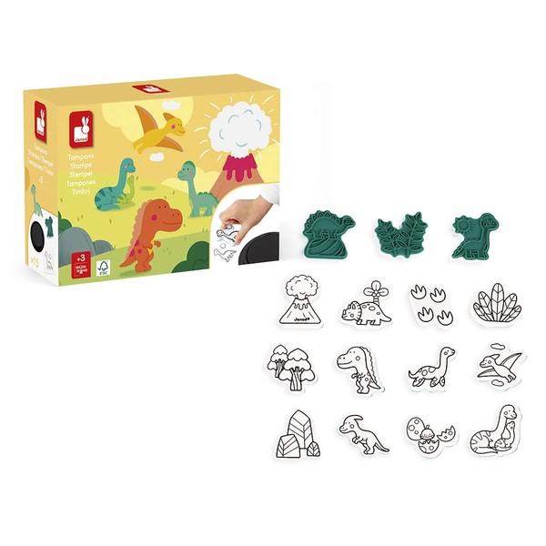 Janod - Stampinoo Dinosaur Set - 15 Ink Pads and