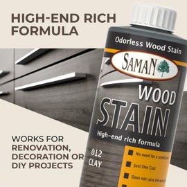 SamaN Interior Water Based Wood Stain - Natural Stain for Furniture, Moldings, Wood Paneling, Cabinets (Clay TEW-012-12, 12 oz)