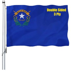 REIDFERR Nevada Flag 3x5 Outdoor Double Sided - Heavy Duty 3Ply Polyester Nevada State Flags Long Lasting 4 Rows Hemming NV Flag with 2 Brass Grommets 3 X 5 Ft