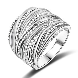 Mytys Fashion Silver Intertwined Statement Ring Band Rings for Women Men 18mm Wide (6)