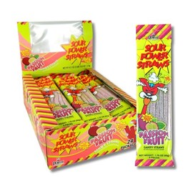 Sour Power Candy Straws, Passion Fruit, 1.75 oz (Pack of 24)