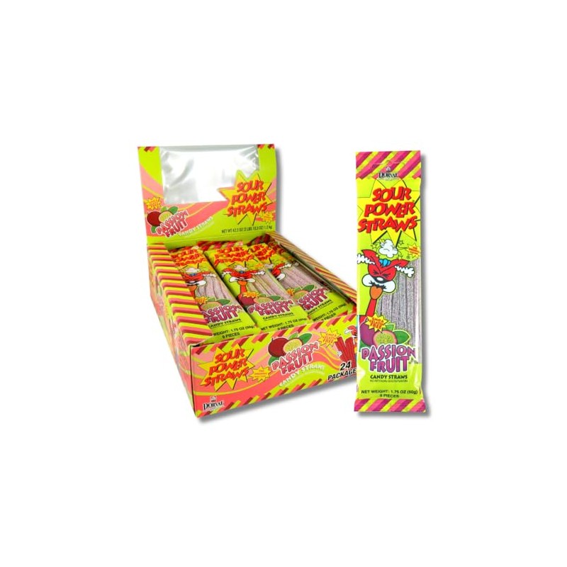 Sour Power Candy Straws, Passion Fruit, 1.75 oz (Pack of
