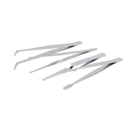 Tweezers pointed and Long Flat Suitable for many applications such as Model Making Set of 4