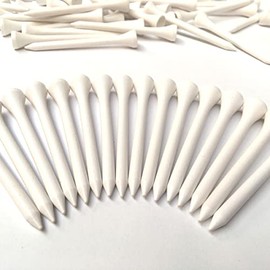 Tour Fit Premium Wooden Golf Tees - 70mm Length | White | Biodegradable & Eco-Friendly | Plastic-Free Golf Accessories (Pack of 100 White Tees 70 mm)