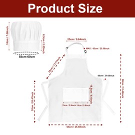 Xthrotsenk 2 Pack Chef Apron and Hat Set 2 Pockets Cotton Apron Adjustable Kitchen Cooking Apron Chef Baker Costume for Women Men