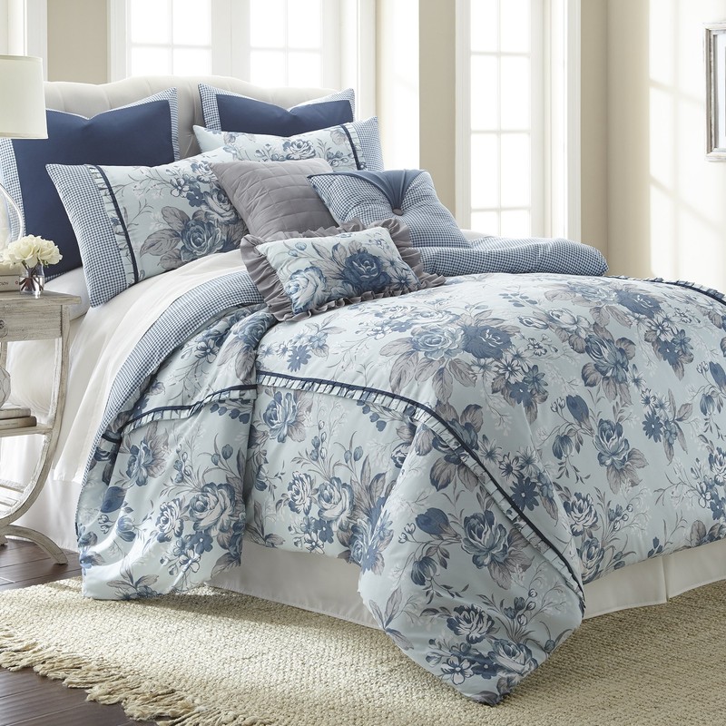 Amrapur Overseas | Farmhouse 8-Piece Floral Comforter Set (Queen)