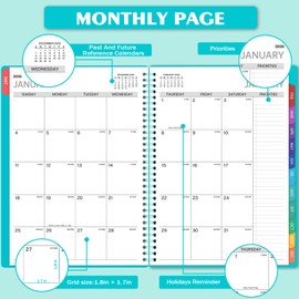 2026 Weekly Appointment Book & Planner - Daily Hourly Planner 2026, 9" x 11", January 2026 - December 2026, 30-Minute Interval, Lay - Flat, Spiral Binding, Thick Paper - Teal Green