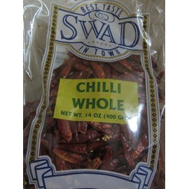 Swad Whole Red Dried Chillies , Value Pack of 400g., 14oz.
