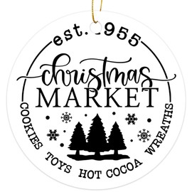 Christmas Market Cute Simple Ornament - Christmas Oranment - Xmas Tree Decoration - Fun 2023 Christmas Ornament - 3" Round PVC Ornament - Printed in USA AAO195