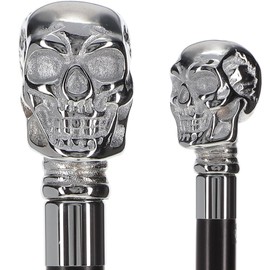 Royal RC Canes Premium Brass Chrome Skull Handle Walking Cane – Black Beechwood Shaft, and 18mm Rubber Tip, Cane for Men and Women