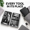 19-Piece Nail Clipper Set with Leather Case – Stainless Steel