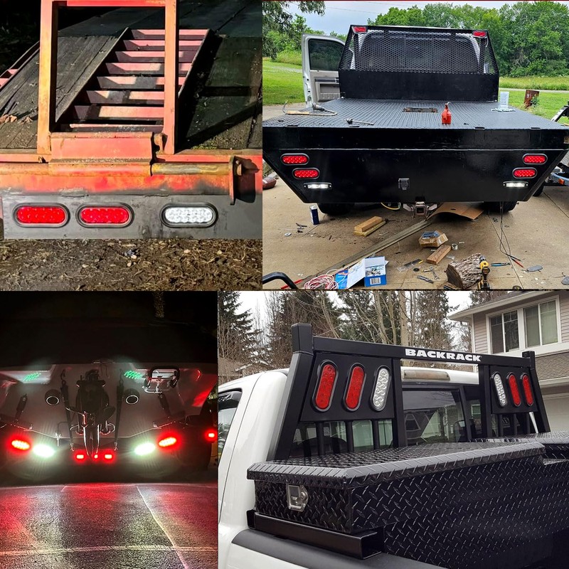Traberm 6 Pcs 6" Inch Oval LED Trailer Tail Lights
