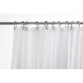 Croydex White Woven Stripe Water-Resistant Textile Shower Curtain,1800 x 1800mm