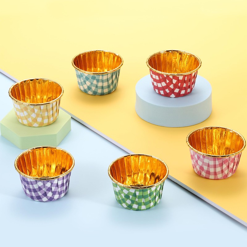 sourcing map 50 Pcs Single-Sided Aluminum Foil Cupcake Liners, Greaseproof