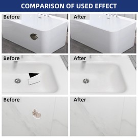 Tub Repair Kit White, Fiberglass Shower tub and Porcelain Sink Repair Kit, Acrylic, Enamel, Ceramics Tile Toilet and Shower Bath Repair Kit, Repair Cracks, Fragments, Holes and pits