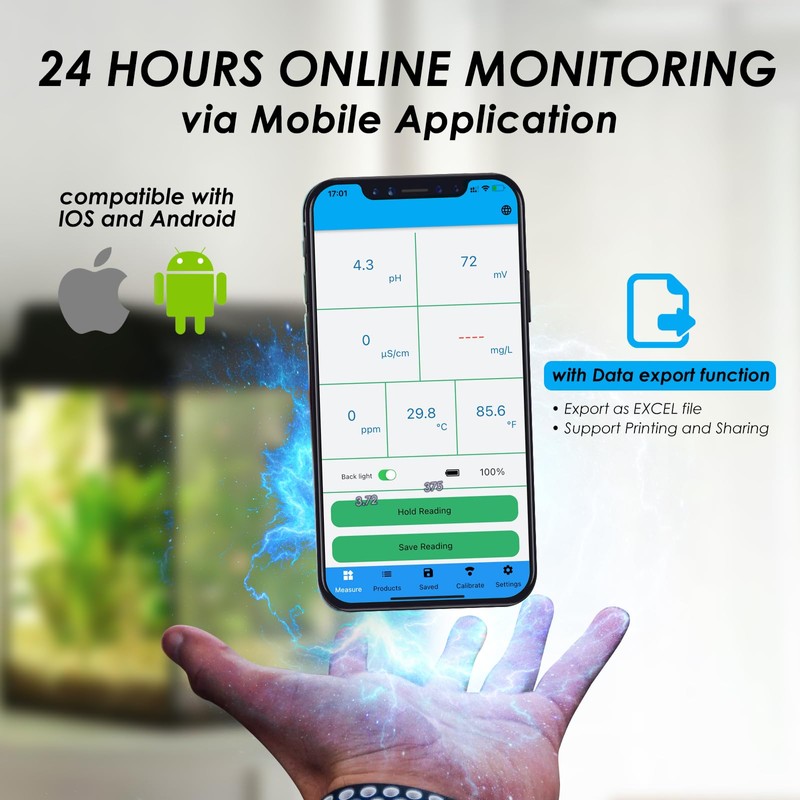 6-in-1 Bluetooth Swimming Pool Water Tester EC/Salinity/pH/ORP/Temperature/Chlorine Meter Wireless Floating