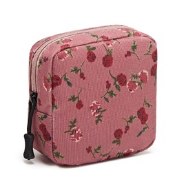 ZOEMTIU Small Makeup Bag for Purse,Mini Cosmetics Bag cute Zipper corduroy Cosmetic Pouch Storage Pouch Travel Toiletry Organizer for Women Girls(Rose,Red)