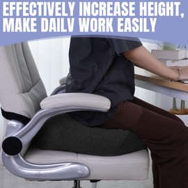 HOMBYS Extra Thick Chair Cushions for Office,6.5 in Breathable Adult Booster Seat for Car,Car Seat Cushion to Raise Seat Height,Shredded Memory Foam Desk Chair Cushion for Long Sitting,Black