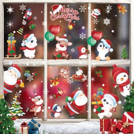 Yabqhya Christmas Window Clings 168pcs, 9 Sheets Christmas Window Stickers, Christmas Window Decorations, Snowflake Window Clings, Window Clings Christmas Decorations, Christmas Window Decals