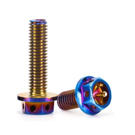 304 Stainless Steel Titanium-Plated Hollow Flange External Hexagonal Screws, Titanium-Plated Screws, Body Screws, License Plate Screws, Motorcycle Screws M4, M5, M6, M8 (PVD Burnt Blue, M5x20mm)