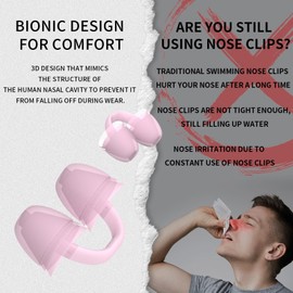 Nose Plugs for Swimming Silicone Swim Nose Clip Adult Hree-Layer Mushroom Head Waterproof Surfing Nose Plug (with Storage Box) Nose Clip for Swimming Suitable for Diving,Surfing(Black,M)