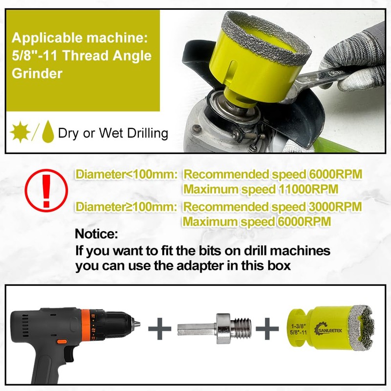 Tile Hole Saw Kit - Diamond Core Drill Bits Set
