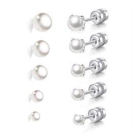 Hypoallergenic CZ Silver Stud Earrings for Men Women 316L Stainless Steel CZ Mens Earrings Studs Jewelry Set for Silver Earring Set