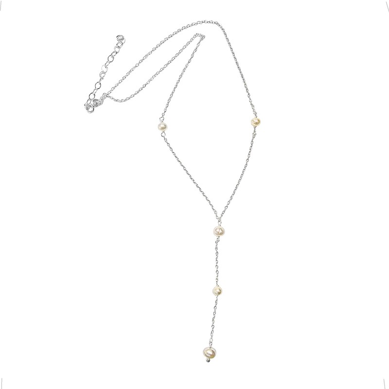 Agalea | Collar Corbatero de Plata Ley .925 con Perla