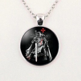 Fashion Jewelry KNIGHT TEMPLAR CRUSADE WARRIOR  Large Round Pendant German Silver 22" Necklace