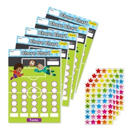 Tower Football Themed Reward Charts for Children - Pack of 5 with Star-Shaped Stickers | Motivate Good Behaviour, Potty Training, Homework for Kids