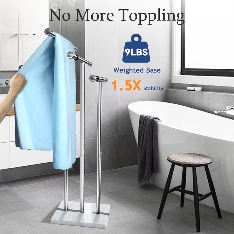 Kayfia 40" Standing Towel Rack with Weighted Marble Base, Width